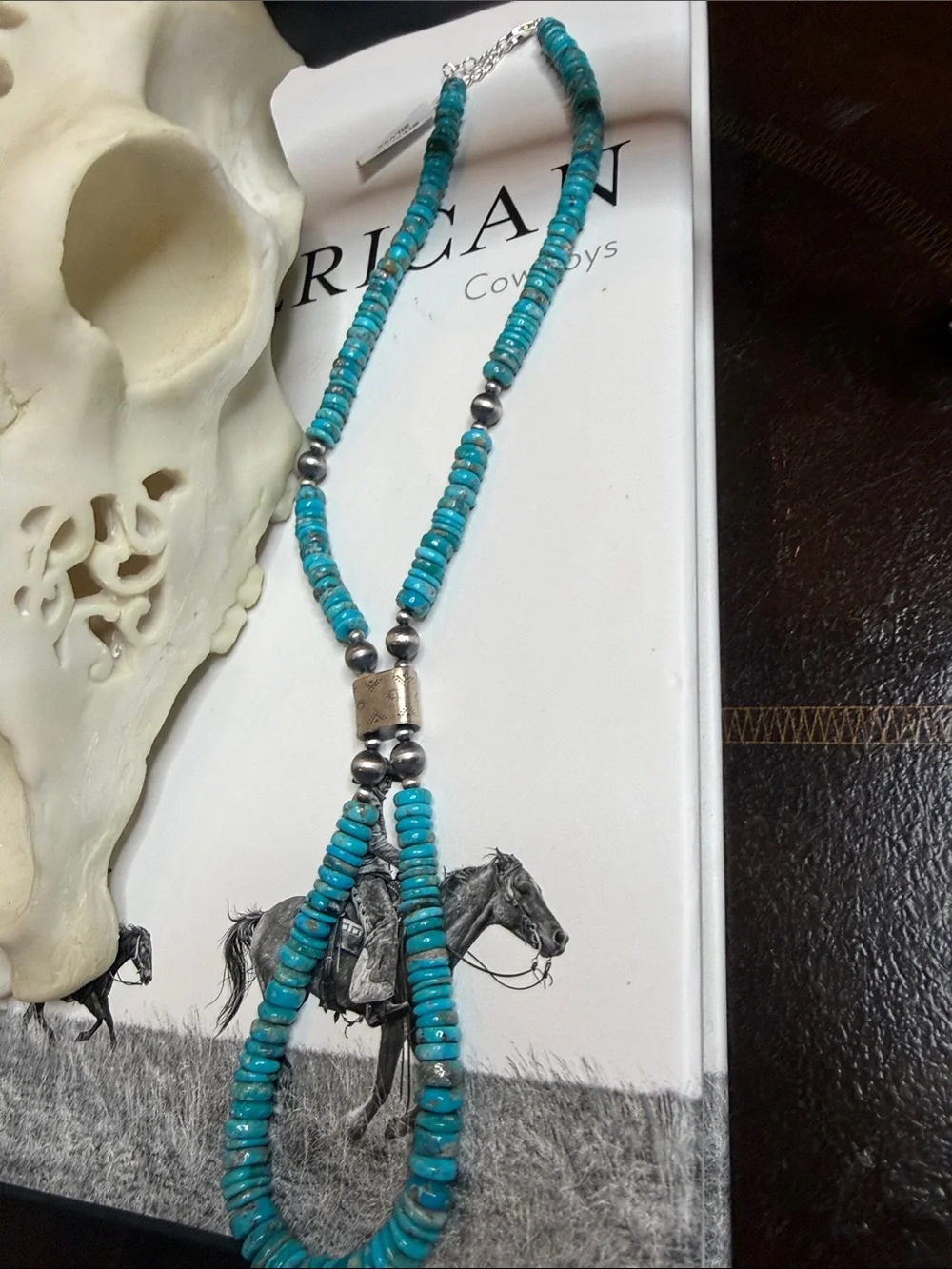 Turquoise Bead and Sterling Silver Necklace